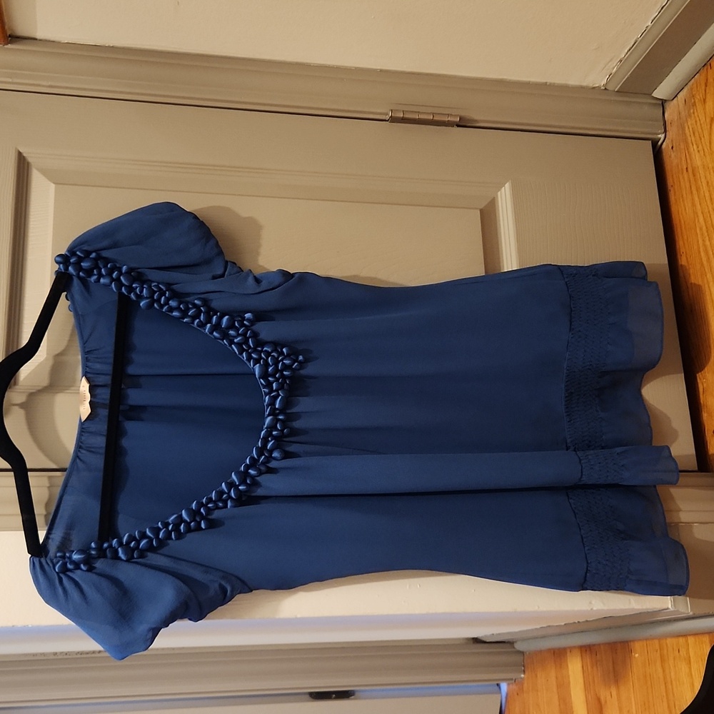 Ted Baker London|Blue Silk Wool Short Sleeve Top, 2